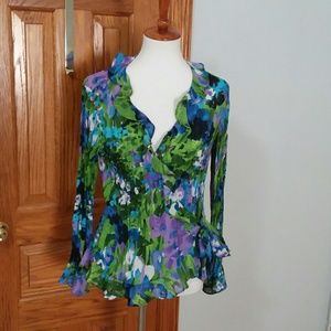 Sunny Leigh | Watercolor Accordian Wrap Blouse